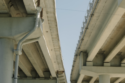 Photo lookup up under highway exchange bridges